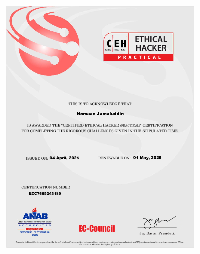 CEH Practical certificate